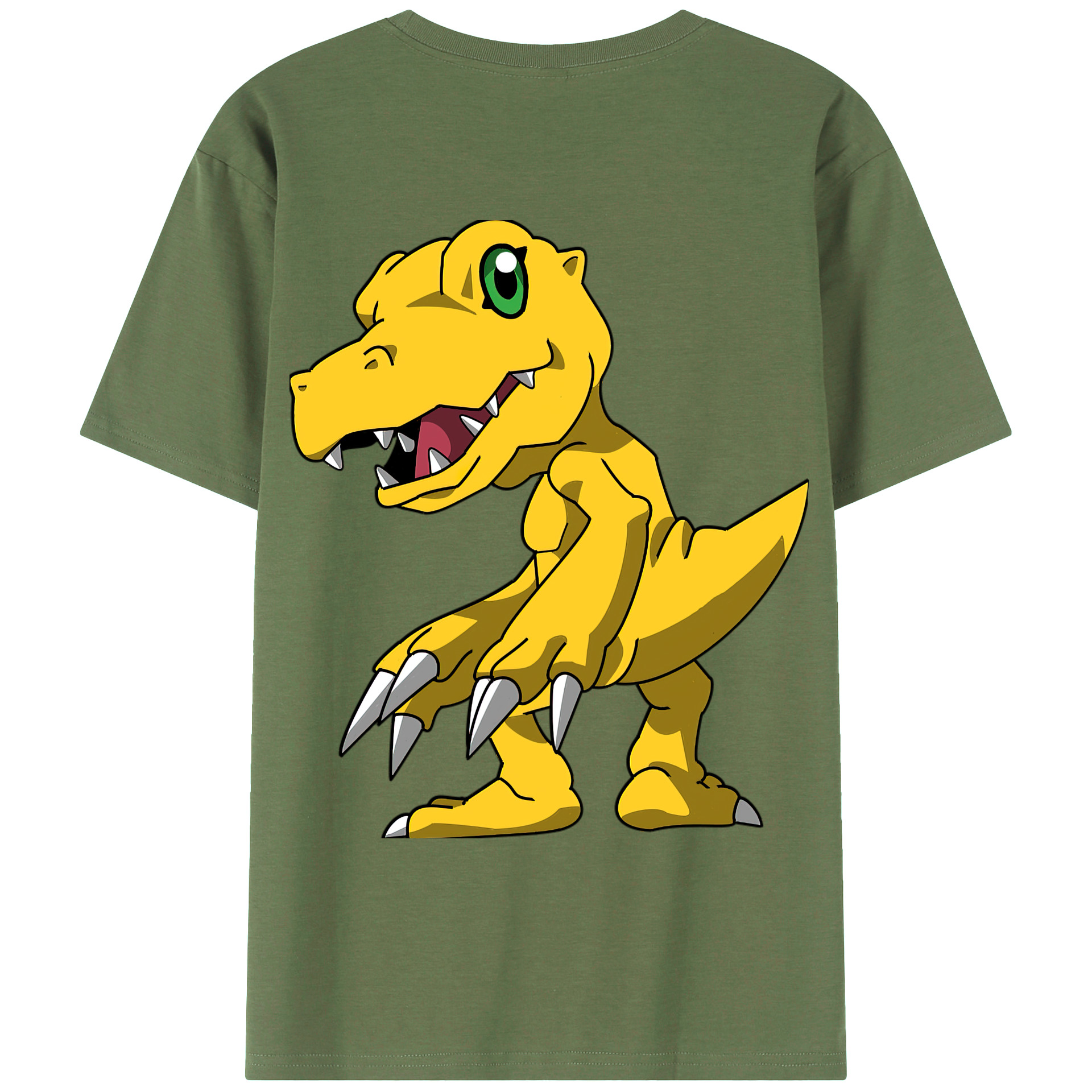 （画像用） Digimon デジタルモンスター/デジモン 綿100％ メンズ半袖Tシャツ（バックプリント） 通気性